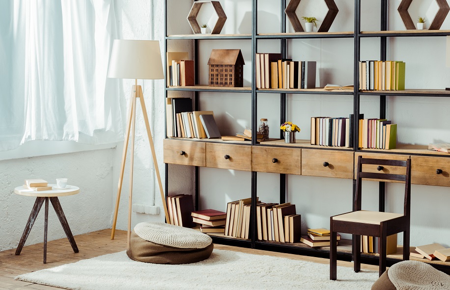 Books are an easy way to lighten up a room