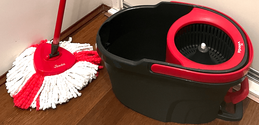 A picture of vileda easy wring & clean spin mop & bucket set. Perfect for cleaning laminate.