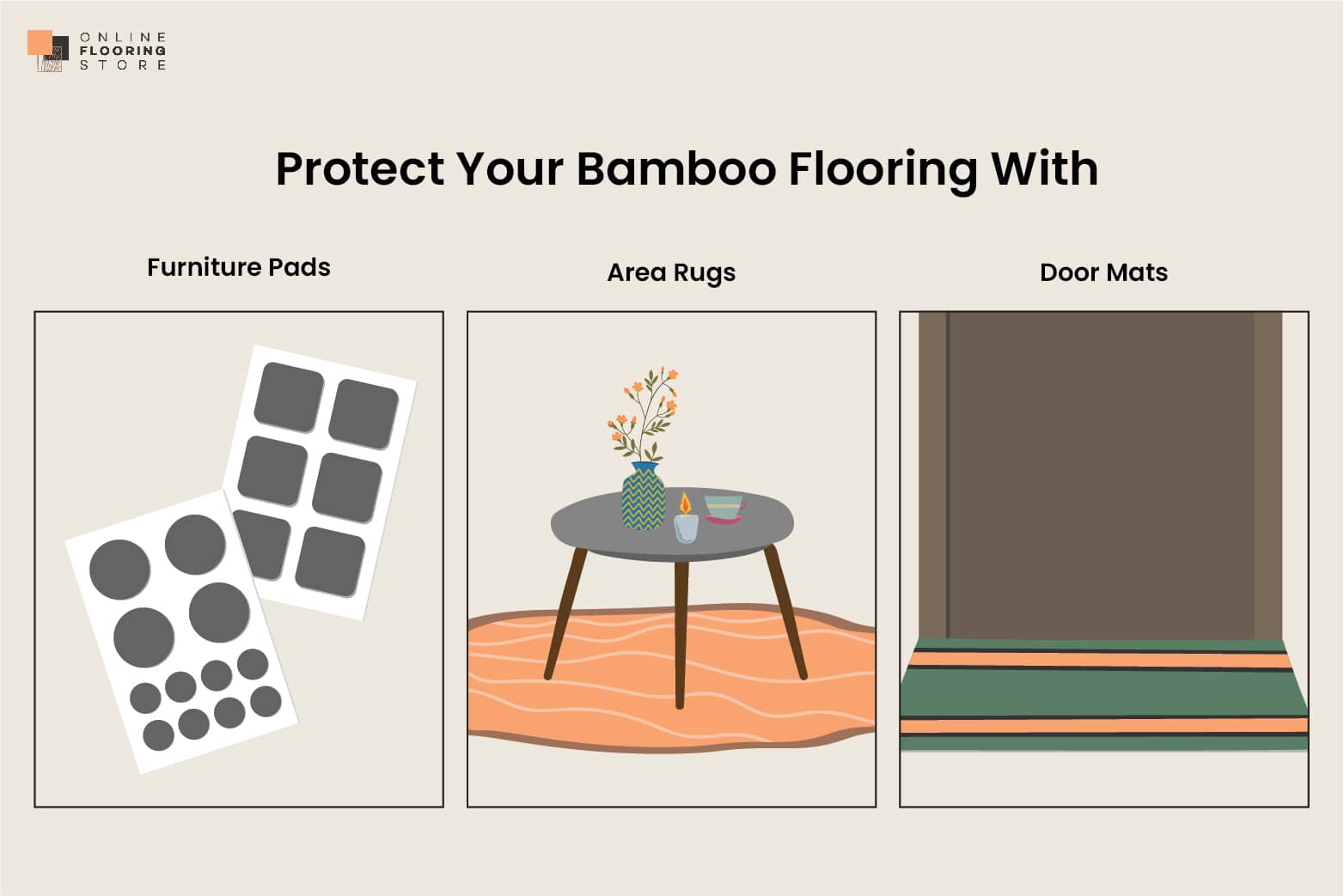 An infographic of the tools involved with maintaining bamboo floors. 